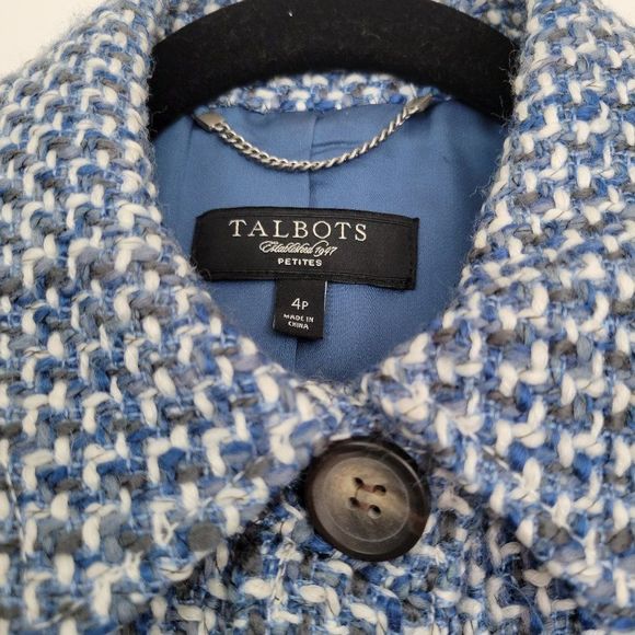 COPY - Talbots petite tweed blazer suit jacket size 4P blue white . - Picture 2 of 11